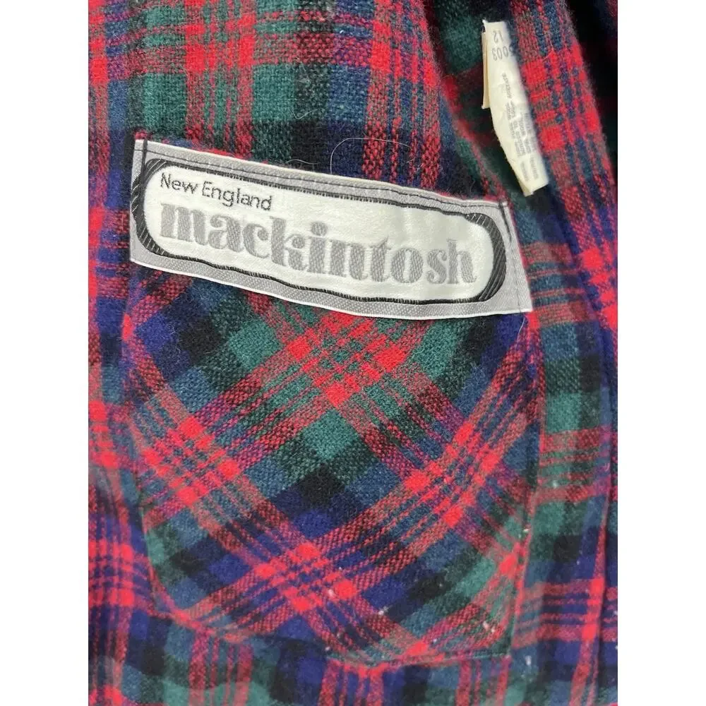 VTG 60s Mackintosh Green Red 100% Wool Dirndl 12 Union Made